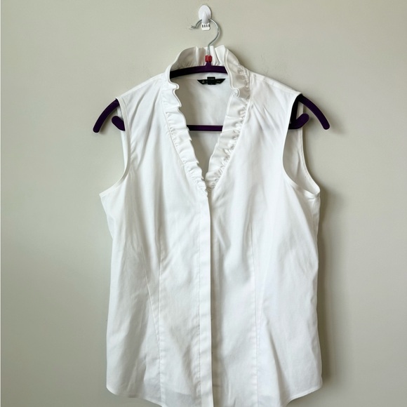 Brooks Brothers White Sleeveless Ruffle Blouse size 8 - Picture 1 of 4
